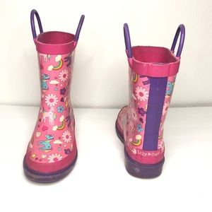 Pink unicorn rain boots size 9/10